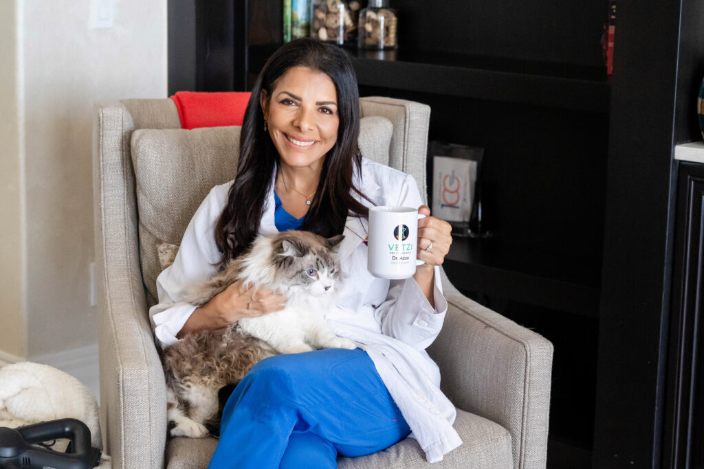Dr. Azza with a cat